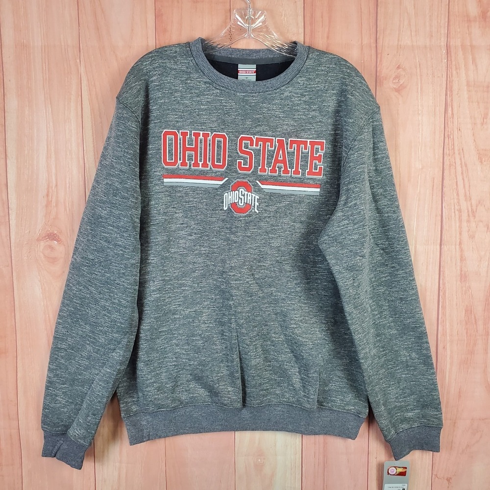Ohio State Mens Sweatshirt Sz M Heathered Gray Fleece Lined Crew Neck Pullover
